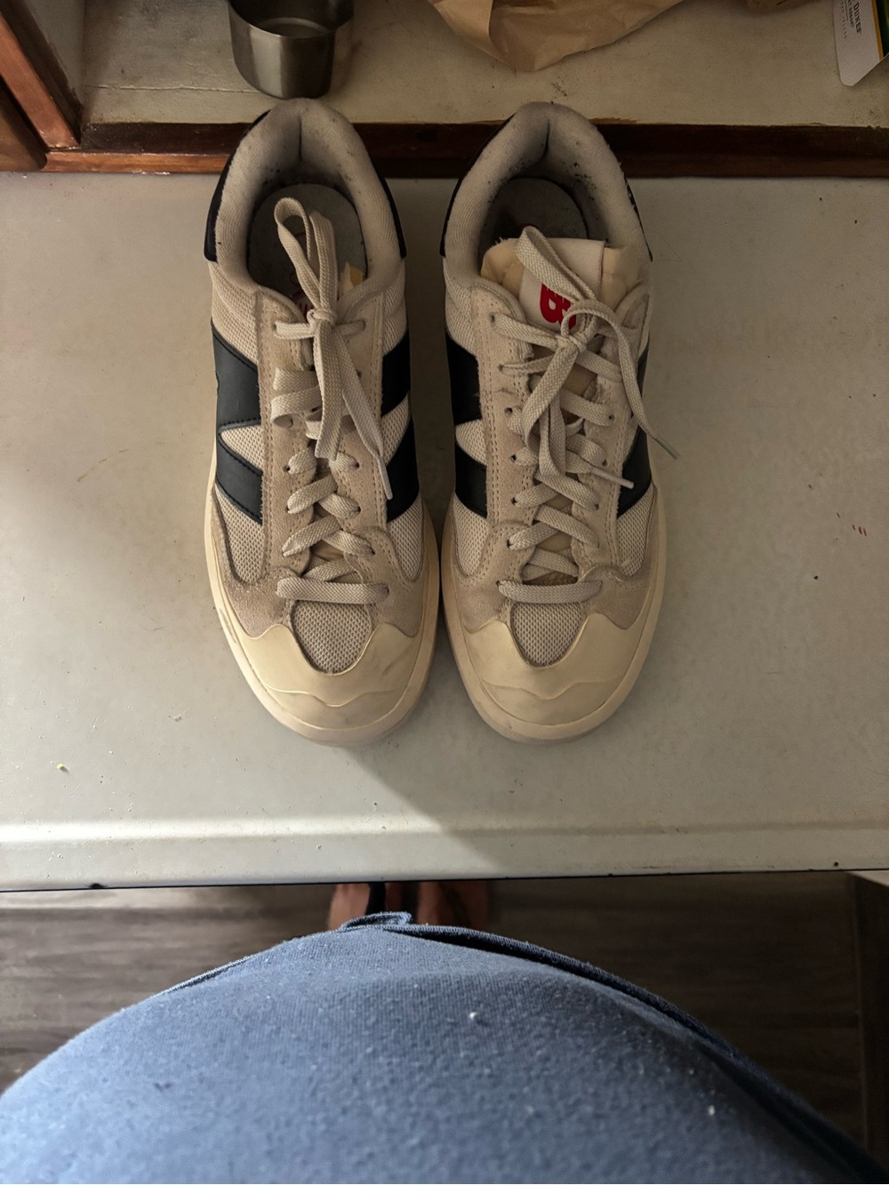 New Balance Cream and Black Women's Sneakers